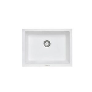 Big Bowl Granite Kitchen Sink - 610 x 457mm Single Bowl - Snova White - Top/Under Mount