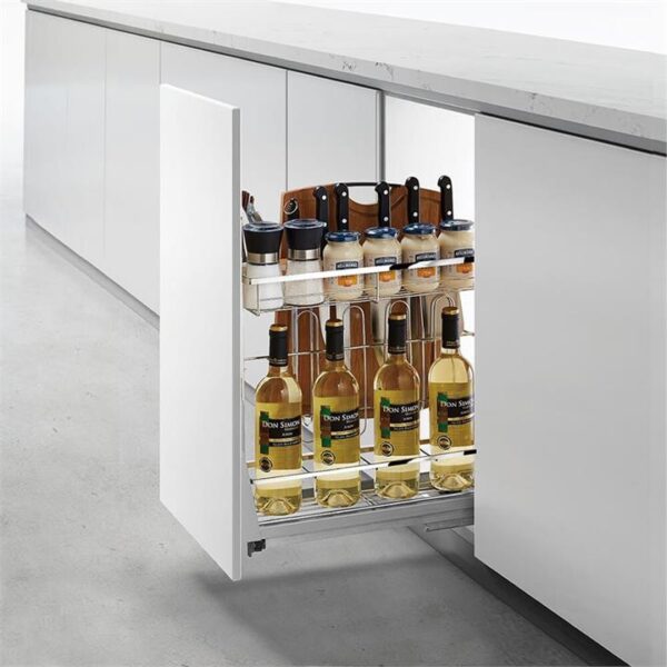 Diamond Pull Out Kitchen Cupboard Organiser - With Hooks and Knife Block - Fits 300mm