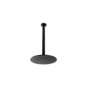 ECO Round Rain Shower Head and Round Arm - 600mm - Ceiling Mounted - Black