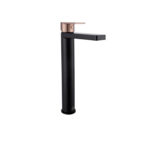 EEVA Round Basin Mixer Tap -Extended/Tall - Straight Spout - Matte Black/Copper