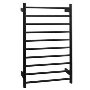 EZY FIT Heated Towel Rail - Round Tube - Dual Wired - (W600mm x H920mm) - Matte Black