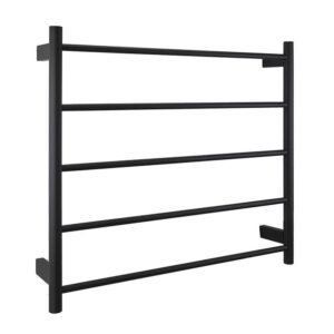 EZY FIT Heated Towel Rail - Round Tube - Dual Wired - (W750mm x H700mm) - Matte Black