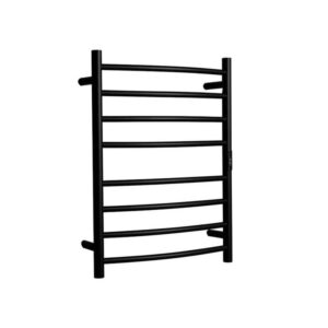 Hotwire Heated Towel Rail - Curved Round Bar (H700mmxW530mm) with Timer - Black