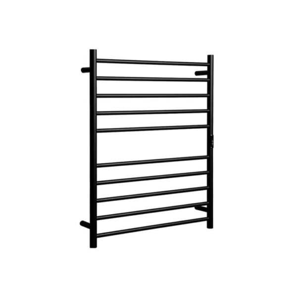 Hotwire Heated Towel Rail - Round Bar (H900mmxW700mm) with Timer - Black