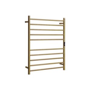 Hotwire Heated Towel Rail - Round Bar (H900mmxW700mm) with Timer - Gold