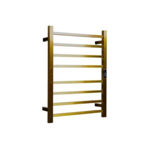 Hotwire Heated Towel Rail - Square Bar (H700mmxW530mm) with Timer - Gold