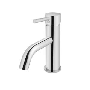 Round Basin Mixer Curved Spout - Single Lever - Chrome