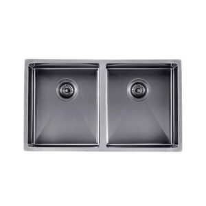 Stainless Steel Kitchen Sink - 820mm Double Bowl - Gunmetal Grey - Top/Under Mount