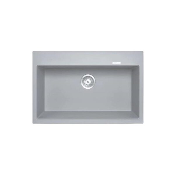 Waltz Granite Kitchen Sink - 780 x 510mm Single Bowl - Concrete Grey - Top/Under Mount